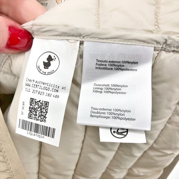 Save the Duck Womens Giga 16 Puffer Vest XXL Dune Beige Full Zip Mock Neck NWT - Picture 6 of 8